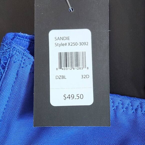 Frederick's of Hollywood Nude and Blue Lace Bra Size 32D NWT Lingerie Shower - Picture 7 of 13